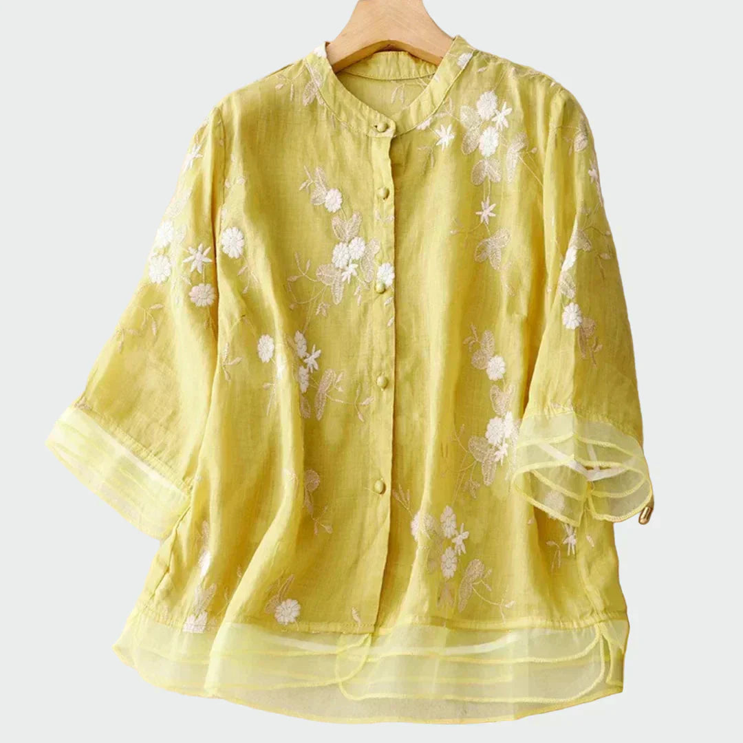 Celeste - Camisa bordada