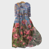 Filipa - Vestido com Estampa Impressionista