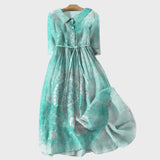 Filomena - Vestido Turquesa com Estampa de Tartaruga