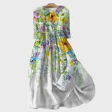 Vânia - Vestido com Flores em Aquarela