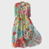 Liliana - Vestido Floral Colorido Patchwork