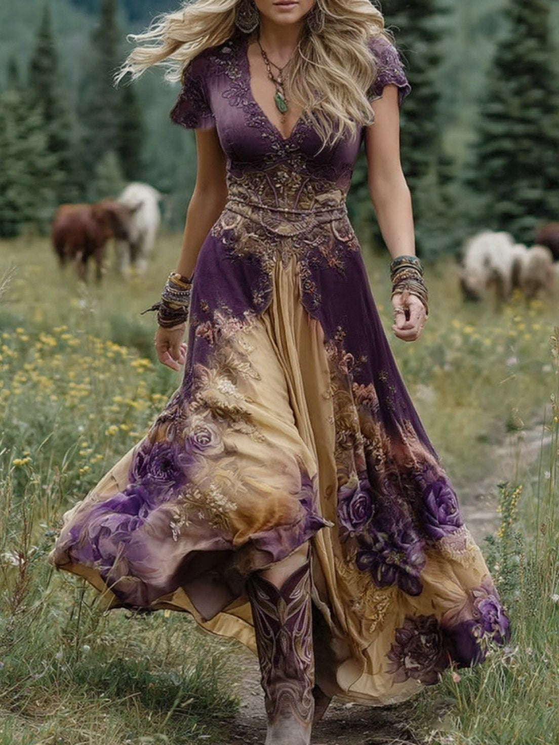 Serena - Vestido Comprido Curto Floral
