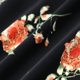 Glória - Vestido Médio Preto Floral