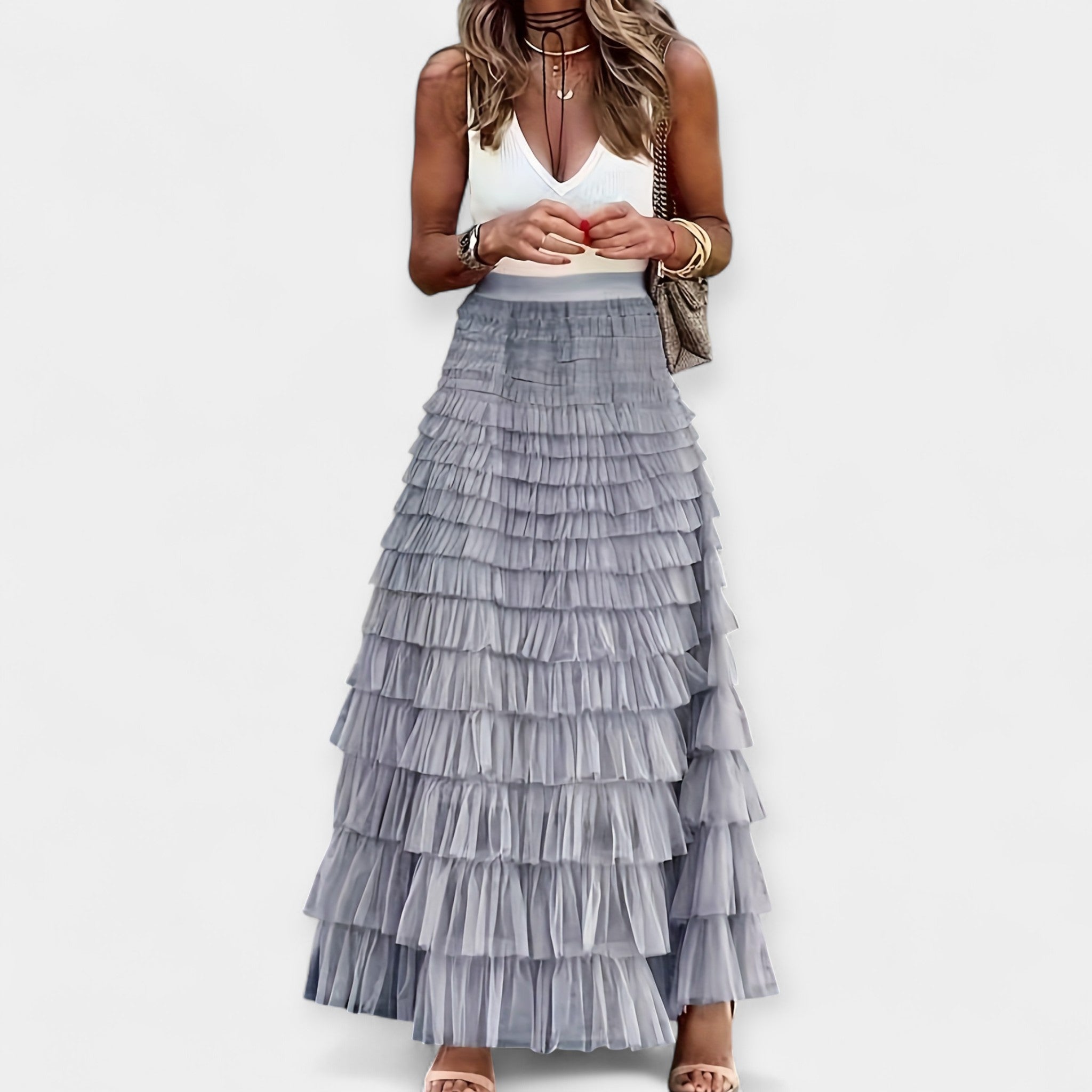 Bruna - Saia Boho com Acabamento de Cetim