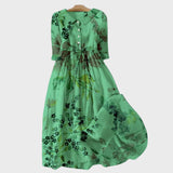 Clara - Vestido Verde com Flores Sombreadas