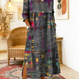 Manuela - Vestido Denim com Patchwork Étnico