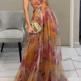 Carlota - Vestido longo de Mulher com estampa floral encantadora