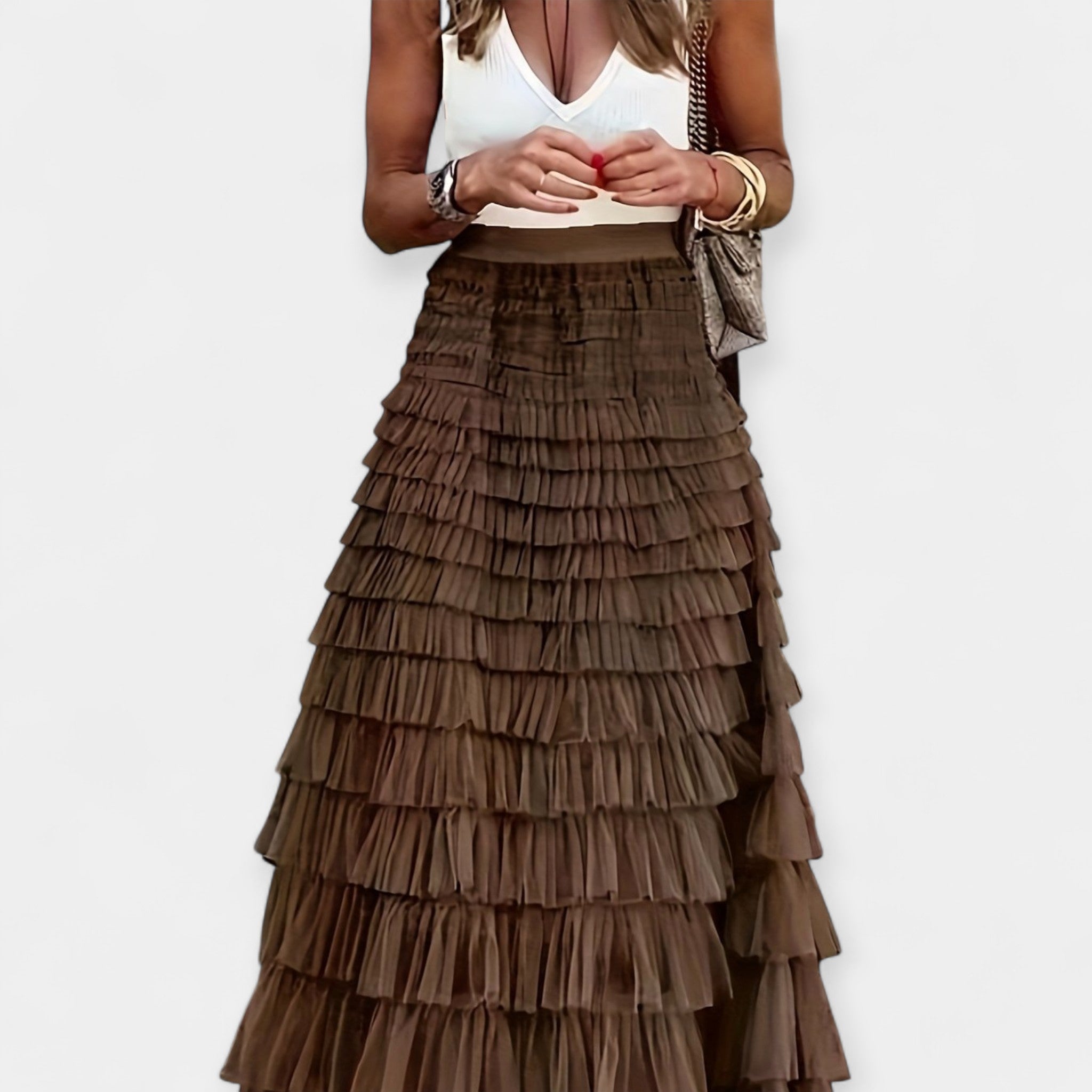 Bruna - Saia Boho com Acabamento de Cetim