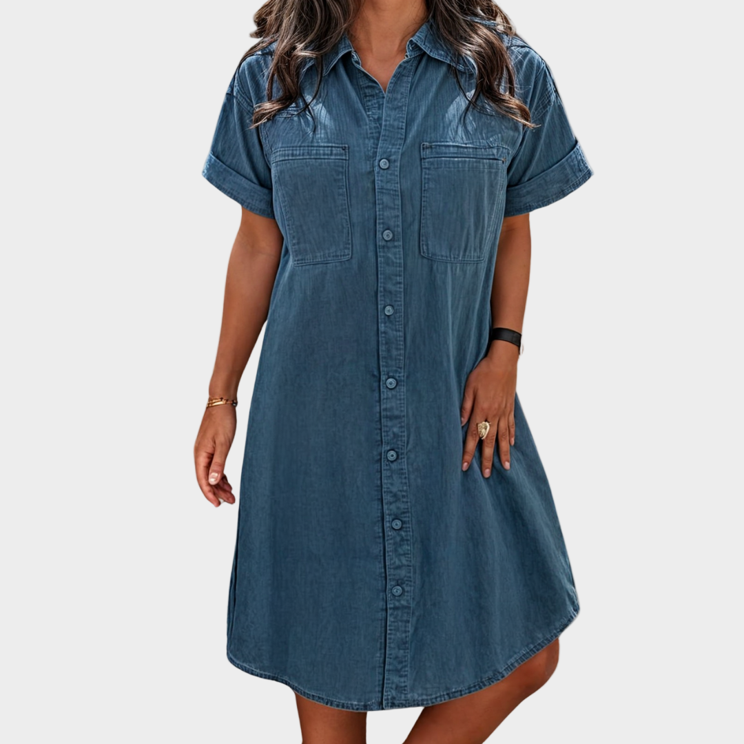 Cristina - Vestido de jeans suave de verão