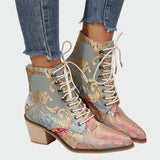 Elisa - Botins de couro com flores