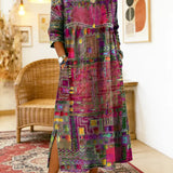 Manuela - Vestido Denim com Patchwork Étnico