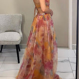 Carlota - Vestido longo de Mulher com estampa floral encantadora