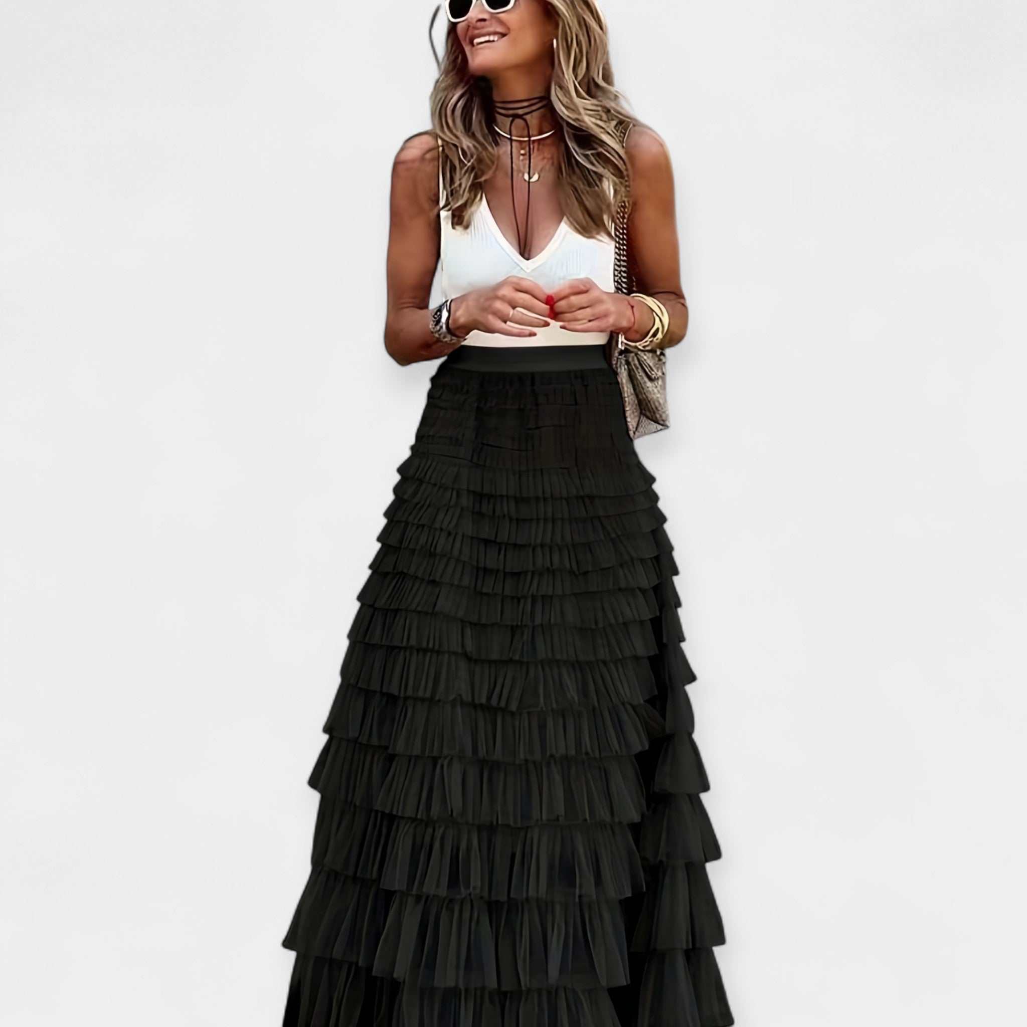 Bruna - Saia Boho com Acabamento de Cetim