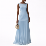 Celeste - Vestido Comprido Plissado