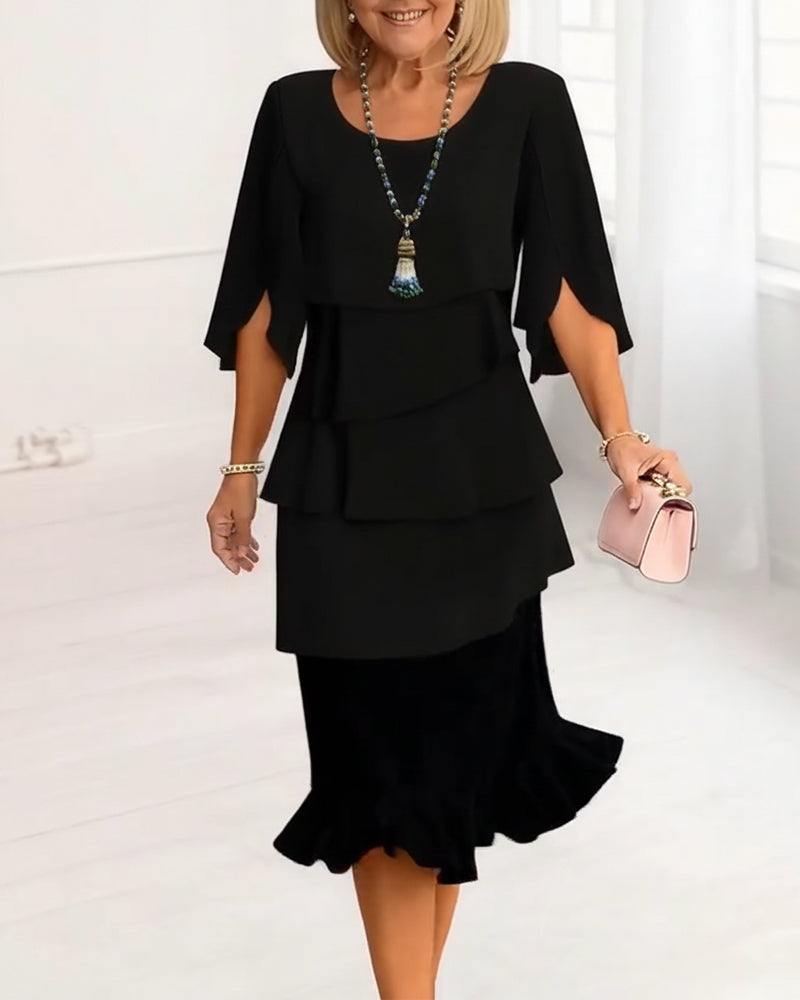 Sofia - Vestido Elegante Fluido com Folhos