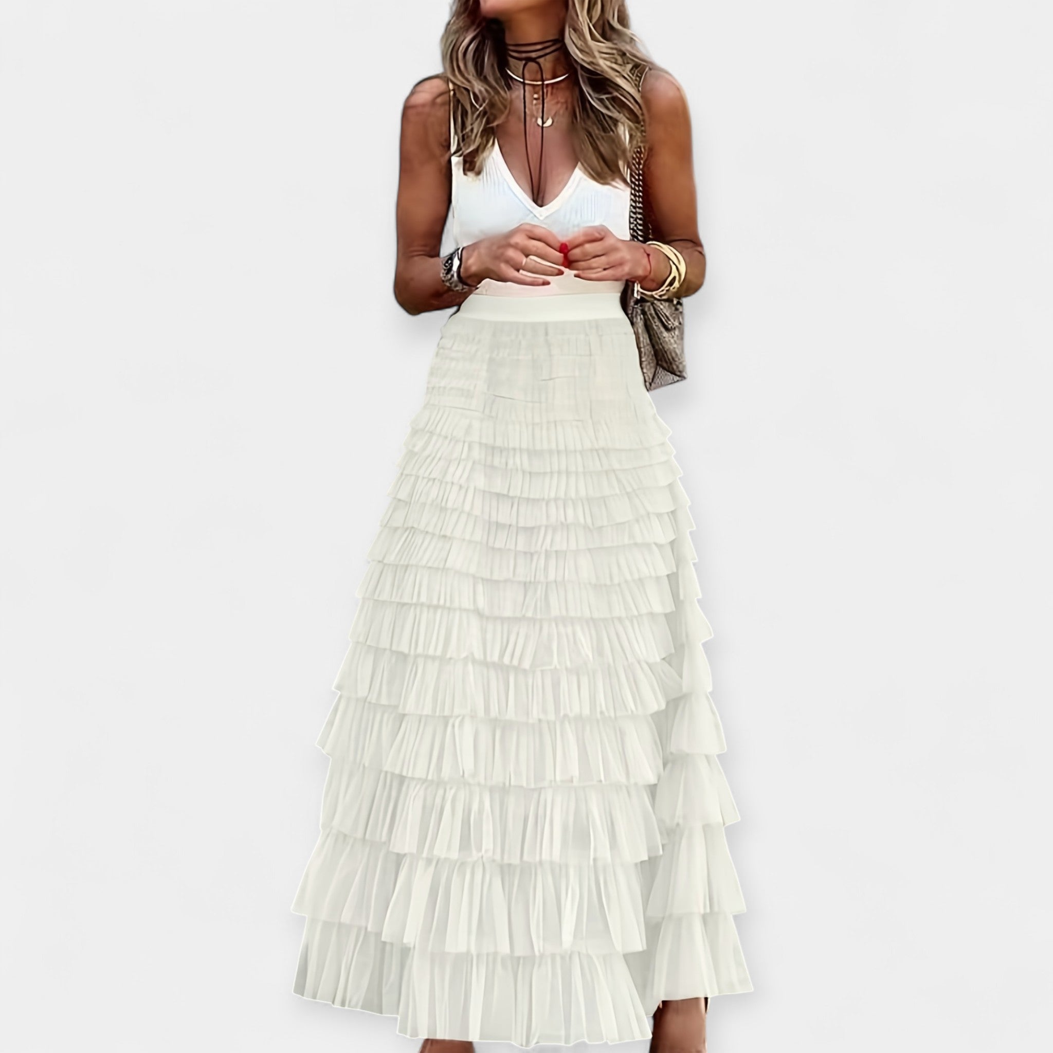 Bruna - Saia Boho com Acabamento de Cetim