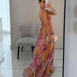 Carlota - Vestido longo de Mulher com estampa floral encantadora