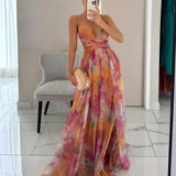 Carlota - Vestido longo de Mulher com estampa floral encantadora