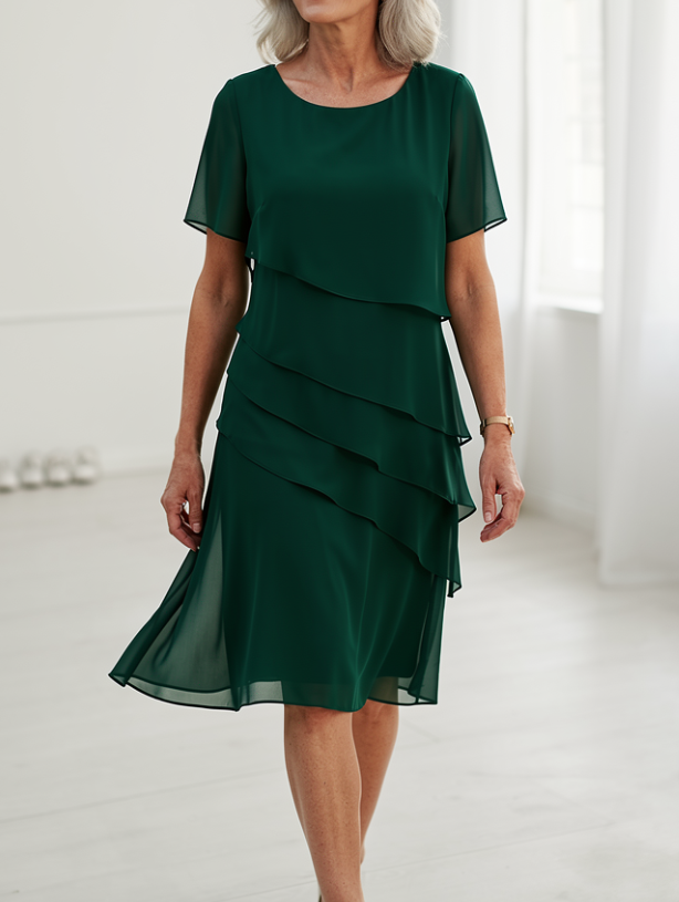 Julieta - Vestido Elegante Fluido com Folhos