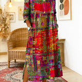 Manuela - Vestido Denim com Patchwork Étnico
