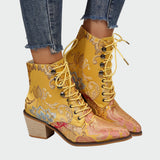 Elisa - Botins de couro com flores