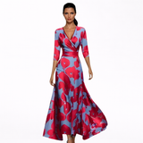 Emília - Vestido Longo Elegante com Padrão Floral