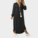 Luísa - Vestido maxi de ganga de manga longa