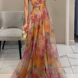 Carlota - Vestido longo de Mulher com estampa floral encantadora