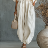 Cristina - Conjunto de Linho Off-Shoulder com Calças