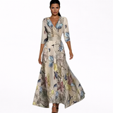 Emília - Vestido Longo Elegante com Padrão Floral