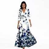 Emília - Vestido Longo Elegante com Padrão Floral
