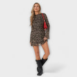 Rosa - Vestido de malha com estampado leopardo