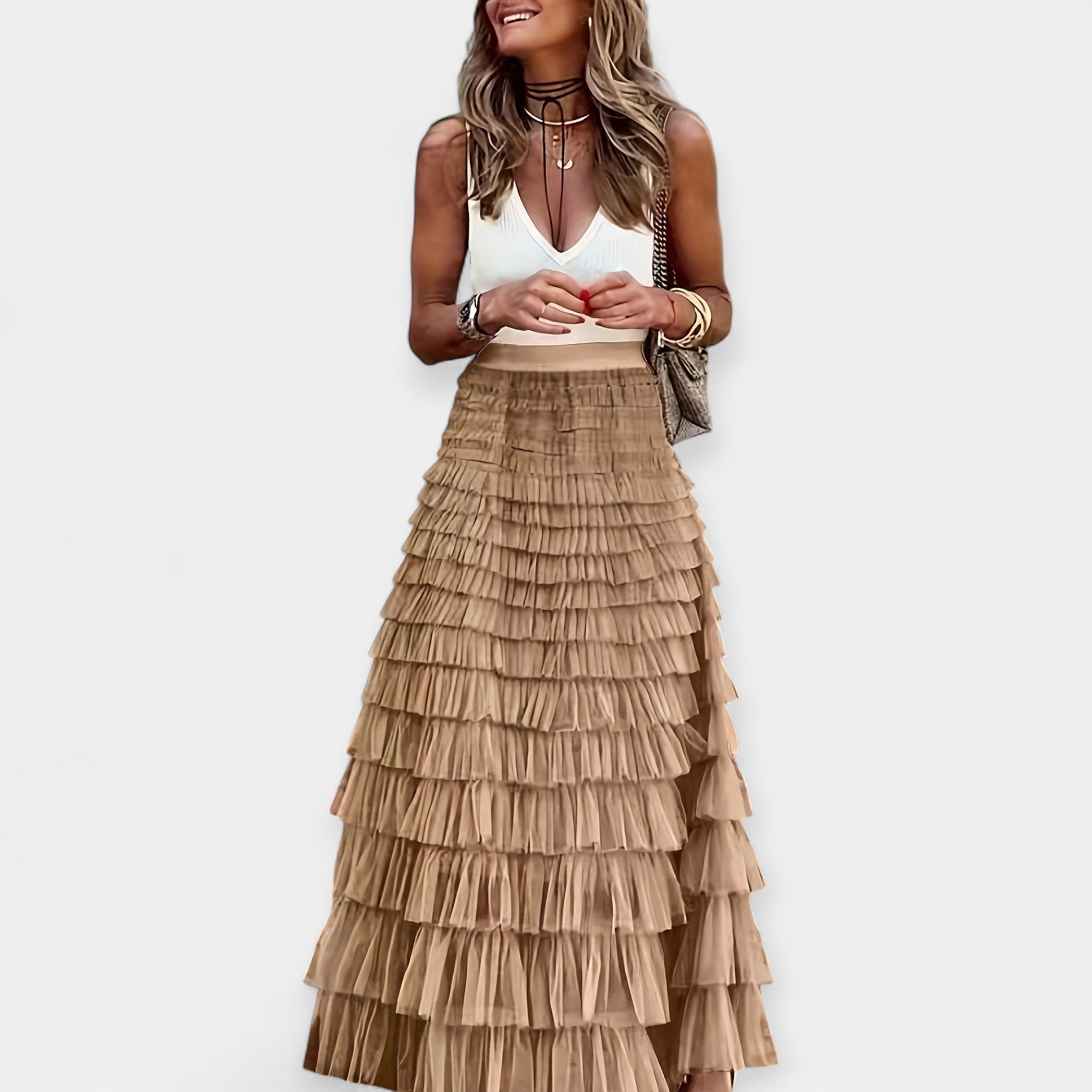 Bruna - Saia Boho com Acabamento de Cetim