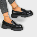 Fátima - Mocassins Femininos com Design Ortopédico e Saltos em Cetim