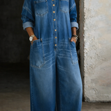Sofia - Macacão Denim com Ombros Descobertos