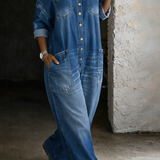 Sofia - Macacão Denim com Ombros Descobertos
