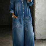 Sofia - Macacão Denim com Ombros Descobertos
