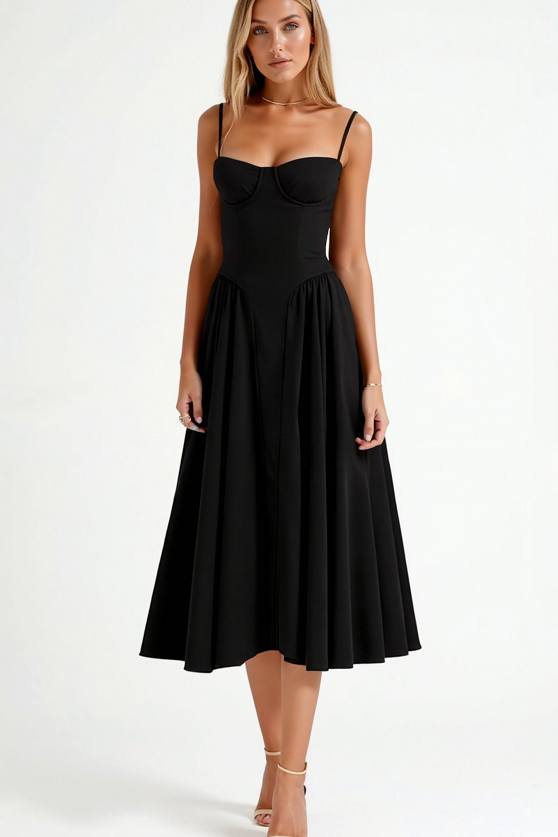 Odete - Vestido midi corpete estruturado