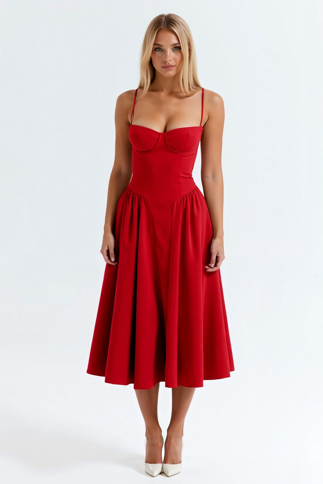 Odete - Vestido midi corpete estruturado