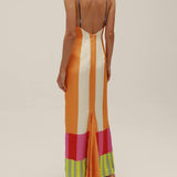 Paloma - Vestido Comprido Colorido às Riscas