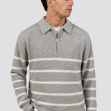 Hugo - Sweater Meio Zíper Listrado