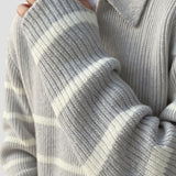 Hugo - Sweater Meio Zíper Listrado