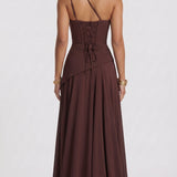 Beatriz - Vestido Maxi Castanho Ameixa