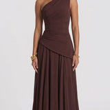 Beatriz - Vestido Maxi Castanho Ameixa