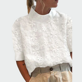 Sara - Camisa de bordado com gola alta