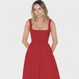 Maribel - Vestido Médio decote quadrado