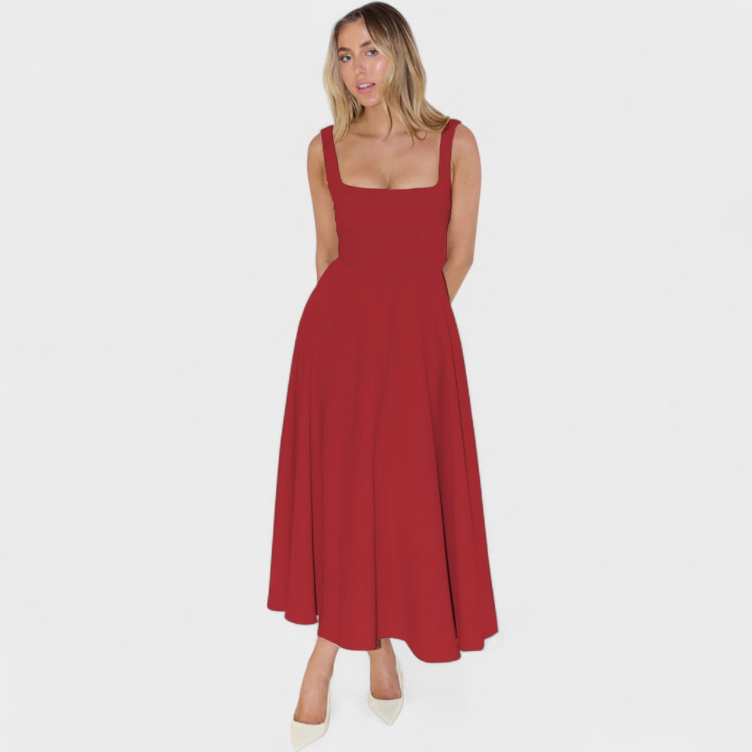 Maribel - Vestido Médio decote quadrado