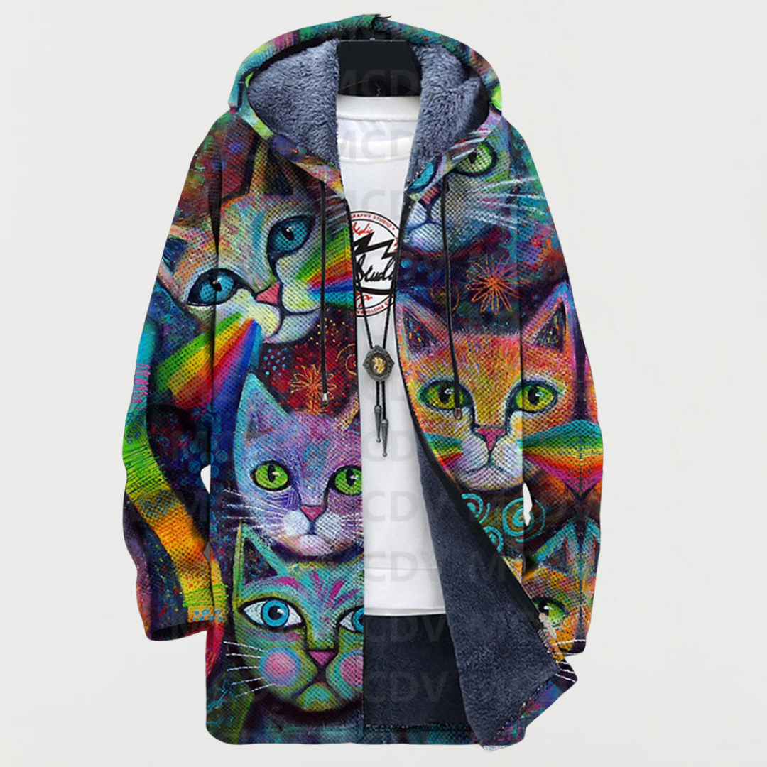 Paula - Sweatshirt com gato em arco-íris