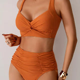 Abril™ | Bikini Bandeau com Tecido Franzido
