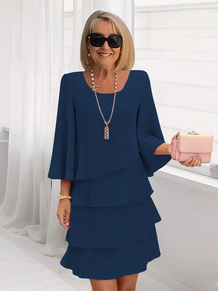 Elisa - Vestido Elegante Fluido com Folhos